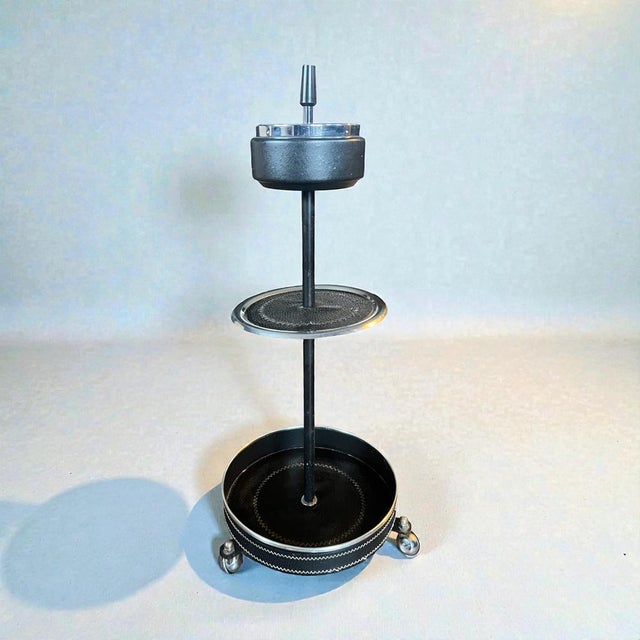 Mid-Century Space Age Metal Standing Ashtray on Wheels, 1970s For Sale - Image 6 of 10