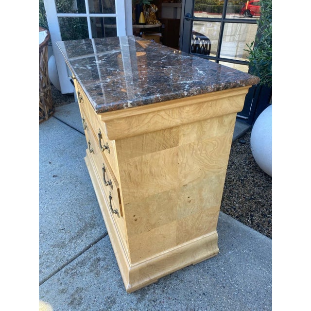 Wood Mid 20th Century Vintage Henredon Charles X Collection Burl Elm Marble Top Chest For Sale - Image 7 of 12