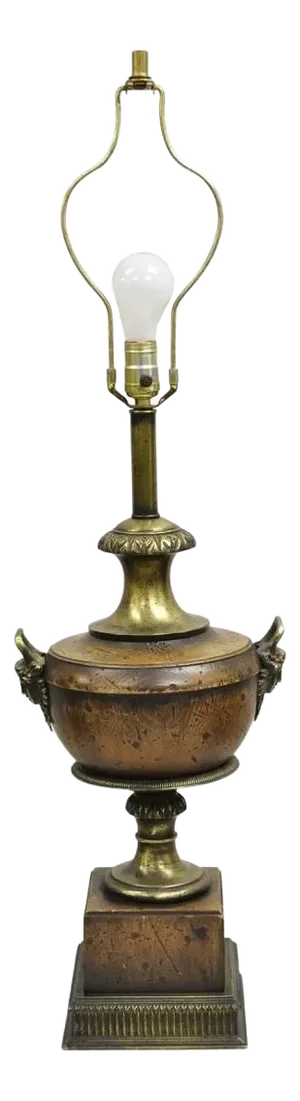 Vintage Frederick Cooper Italian Neoclassical Distressed Wood Urn Table Lamp