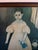 Folk Art Vintage Folk Art Print on Wood Little Girl Pointing at Cat For Sale - Image 3 of 6