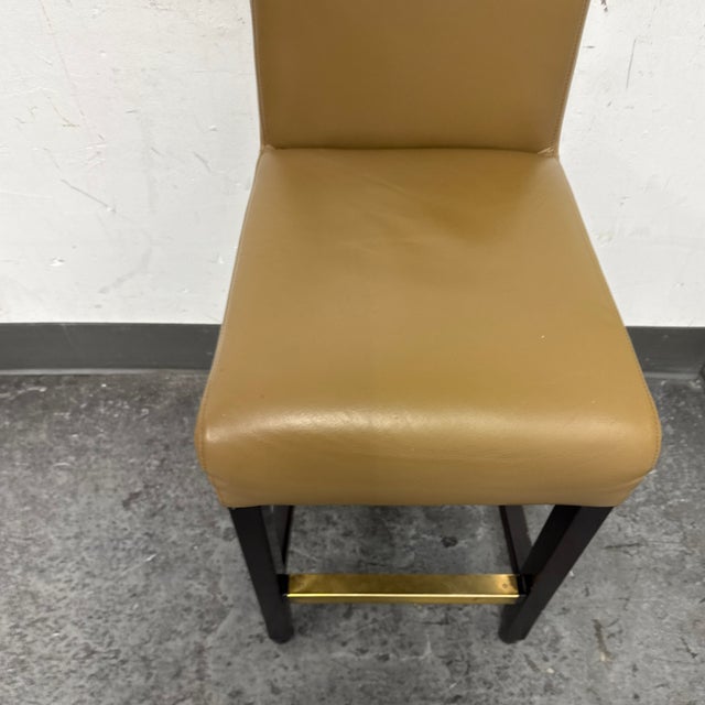 Palecek X Holly Hunt Hudson Leather Counter Stool For Sale - Image 10 of 12