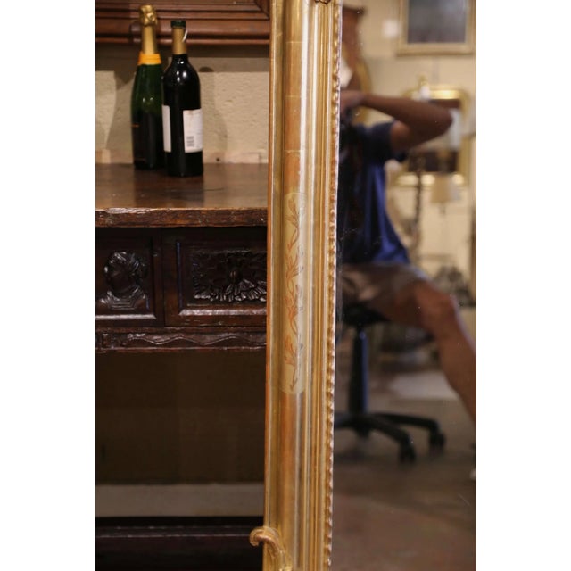 Gold 19th Century French Louis XV Carved Giltwood Mirror With Mercury Glass For Sale - Image 8 of 9