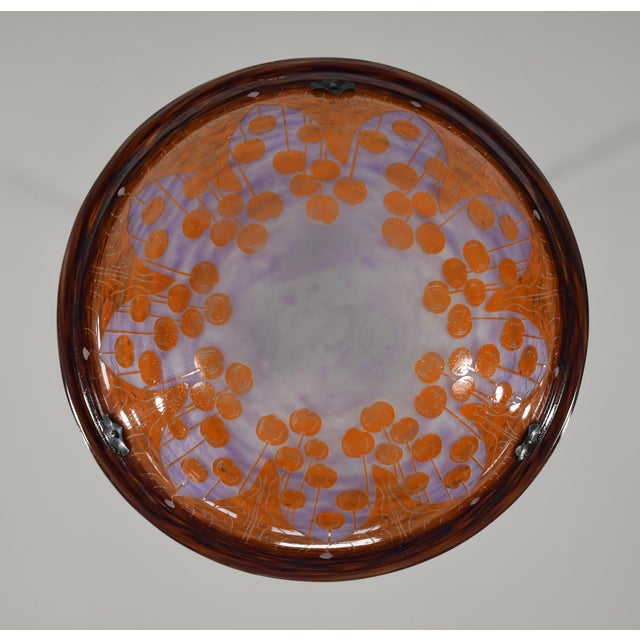 French Art Deco Pendant Light by Le Verre Francais Schneider - 1925 Cameo Chandelier France For Sale - Image 9 of 15