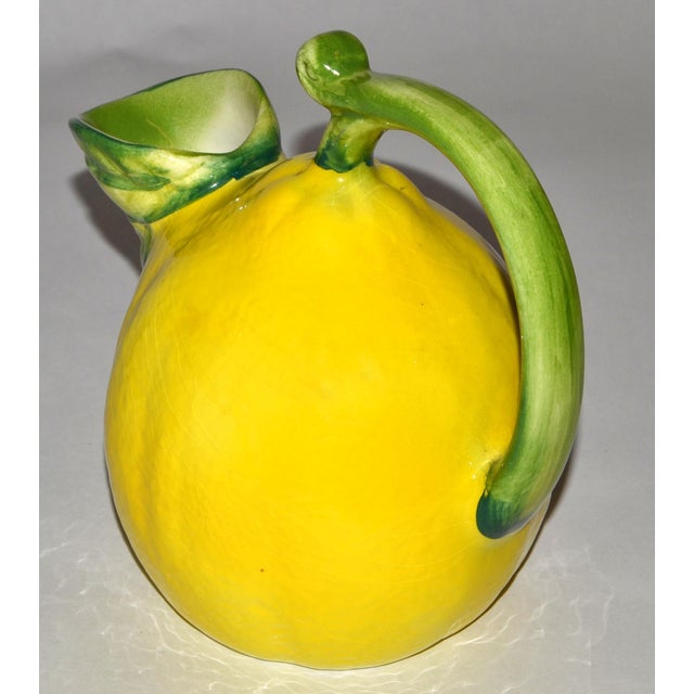 Mid-20th Century Artisan Made Lemon Pitcher Ceramic Majolica Yellow Green Italy For Sale In Miami - Image 6 of 16