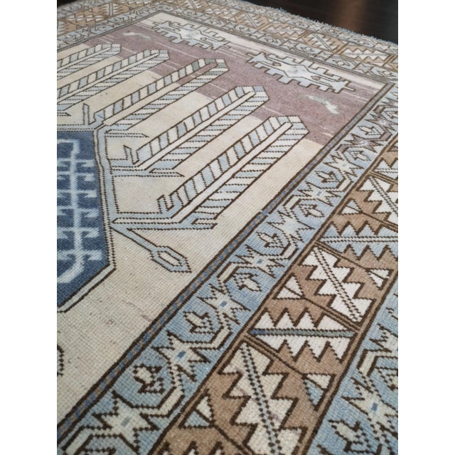Textile Vintage Turkish Geometric Hand-Knotted Anatolian Rug For Sale - Image 7 of 13