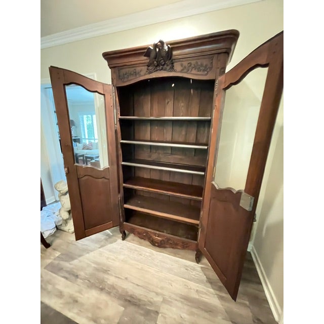 Vintage French china / display cabinet. Fabulous hand carved details. Cabriole legs, 16" iron hinges, lock and key, 5...