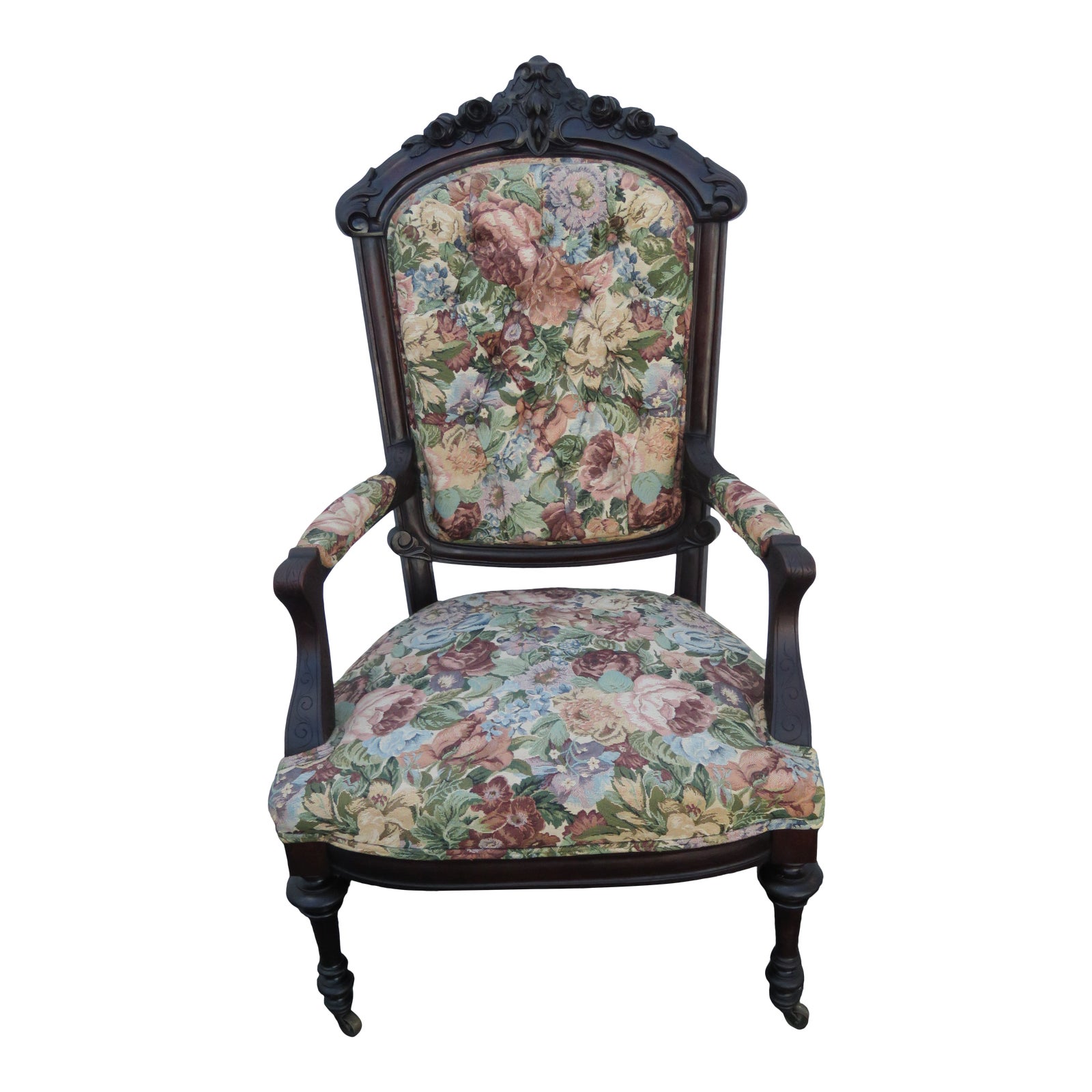 Victorian Eastlake Early 1880s Hand Carved Living Bedroom Side Accent