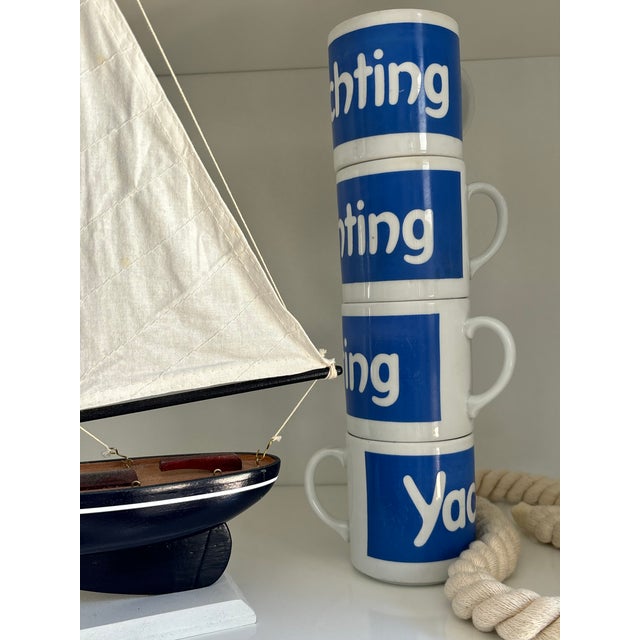 1980s 1980s Ceramic Yachting Coffee Cups- Set of 4 For Sale - Image 5 of 5
