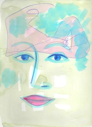 “The Pink Veil” Original Mixed Media Painting on Watercolor Paper by C L Auker