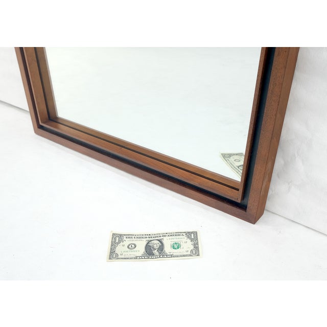 Brown Mid Century Modern c1970s Oiled Walnut 25x46 Rectangle Wall Mirror Mint For Sale - Image 8 of 8