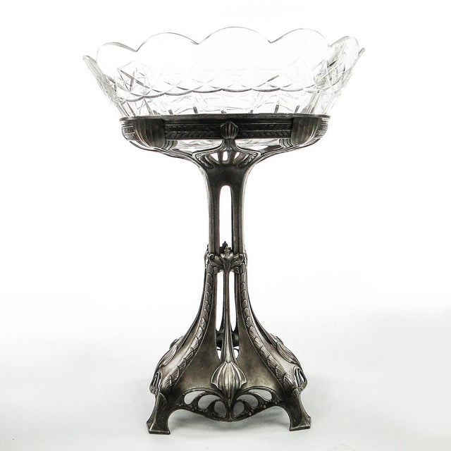 Art Nouveau Crystal Bowl on Stand from WMF, 1890s For Sale - Image 4 of 16