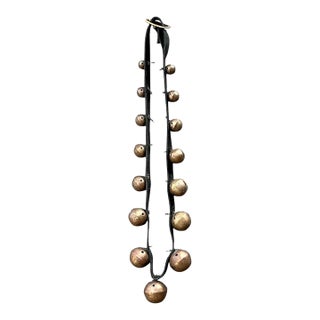 Vintage Brass Sleigh Bells on Leather Strap For Sale