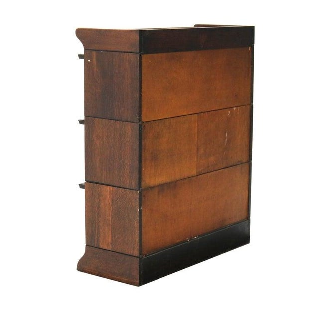 Antique Arts & Crafts Three Stack Oak Barrister Bookcase C1920 For Sale - Image 4 of 8