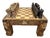 Vintage Mid-Century Carved Chess Board Coffee Table With Chess Pieces For Sale