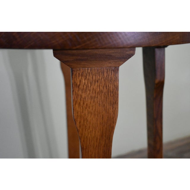 Arts & Crafts Arts and Crafts / Mission Style Oak Round End Table For Sale - Image 3 of 10