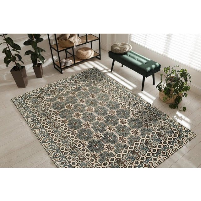 9x12 Gray Hand-Knotted Wool Trellis Starburst Geometric Modern Carpet Rug For Sale In New York - Image 6 of 6