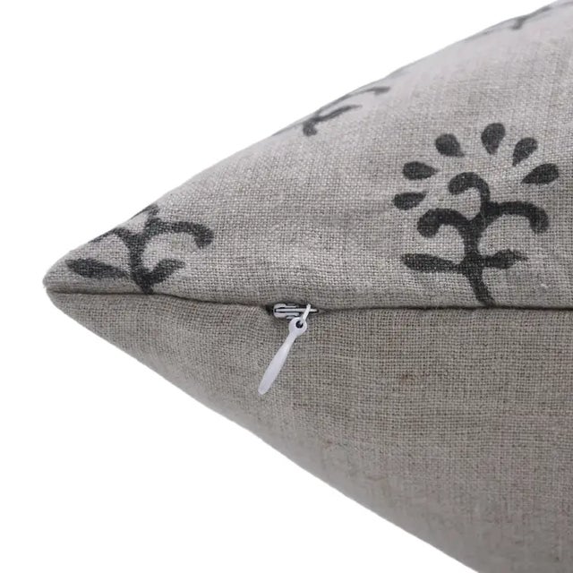 Art Deco Fabdivine Handmade Block Printed Cushion Cover 12x20 Inch Pure Linen- Kartik For Sale - Image 3 of 4