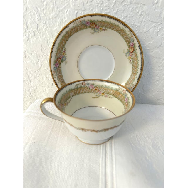 Off-white Vintage Floral "Tea for Two" Tea Set, 5 PCS For Sale - Image 8 of 9