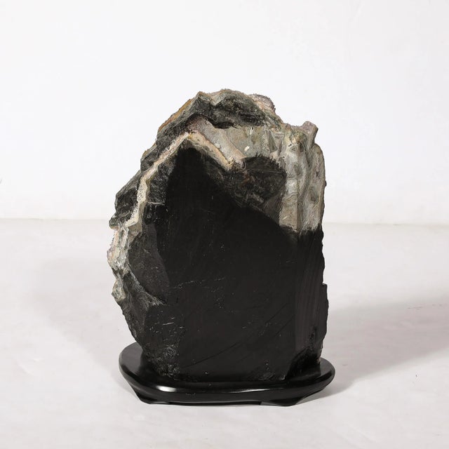 Modernist Uruguayan Amethyst Rock Crystal Specimen on Black Lacquer Base For Sale - Image 12 of 12