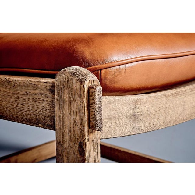 Oak and Aniline Leather Lounge Chair, Germany, 1940s For Sale - Image 12 of 14