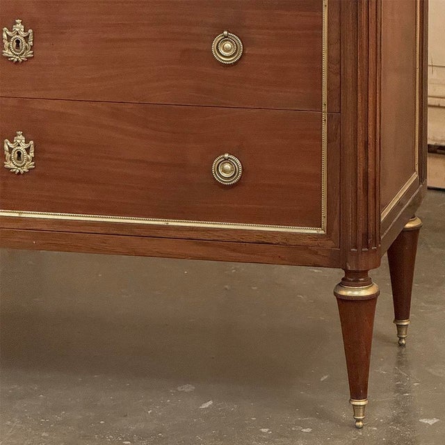 Wood Antique French Louis XVI Mahogany Secretary ~ Commode With Carrara Marble For Sale - Image 7 of 15