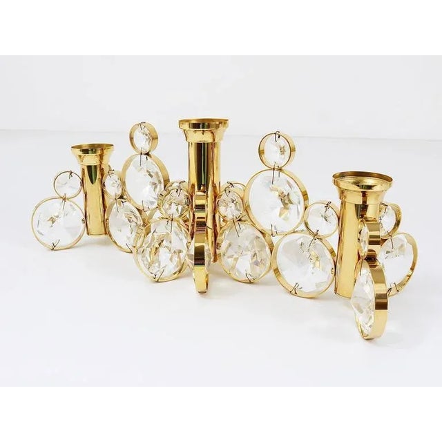 Brass and Crystals Candleholder in the Style of Gaetano Sciolari for Palwa, 1970s For Sale - Image 10 of 11