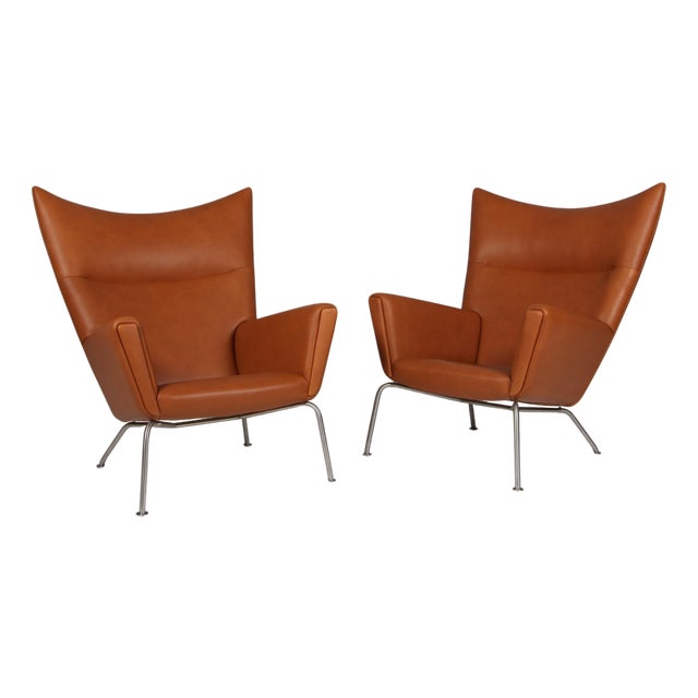 Model CH445 Wing Chair in Full Grain Leather attributed to Hans J. Wegner, 2000s For Sale