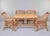 Wood Vintage French Wicker Table and Four Chairs For Sale - Image 7 of 12