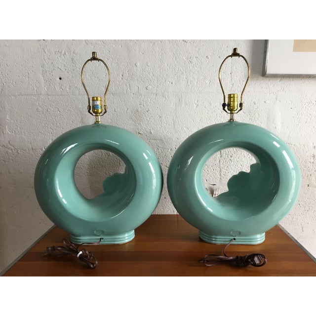 Mid Century Modern Hollywood Regency Ceramic Harris Lamps a Pair