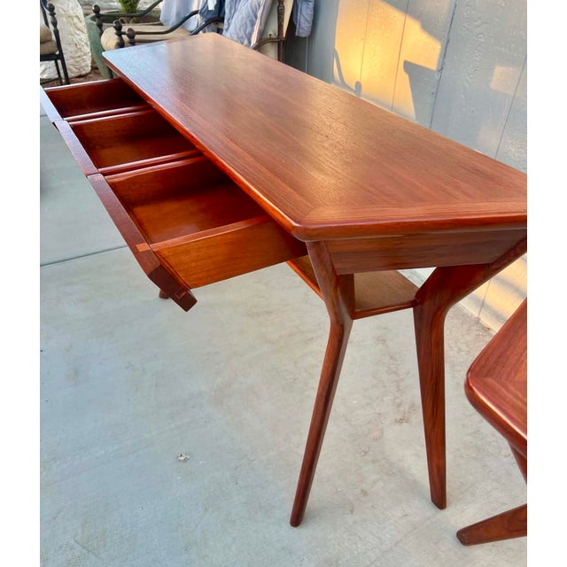 2010s Panache Pair of Walnut Mid Century Modern Style Axel Consoles For Sale - Image 5 of 6
