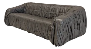 Piumino 3-Seater Sofa in Gray Leather by De Pas, d'Urbino and Lomazzi for Dalloca, 1970s