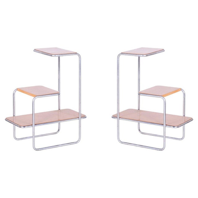 Bauhaus Étagères in Birch by Robert Slezák and Arnošt Beck, 1930s, Set of 2 For Sale - Image 16 of 16