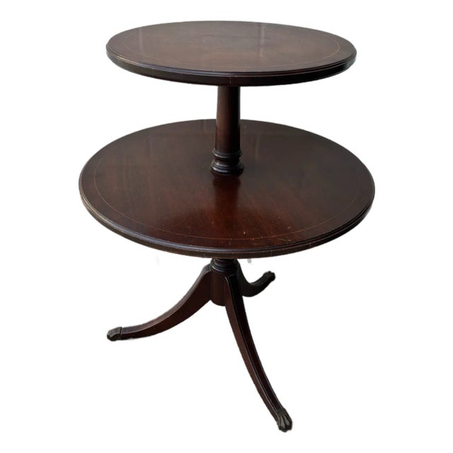 Vintage Mahogany Two-Tier Claw Foot Dumbwaiter / Butler Table by Zangerle Tables For Sale