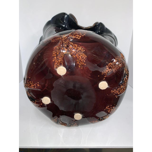 Purple and Gold Art Glass Centerpiece Vase For Sale - Image 4 of 13