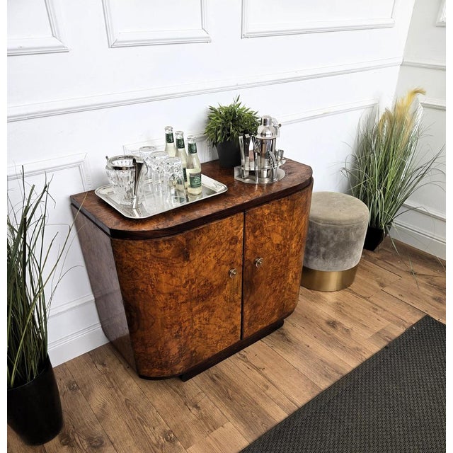 Brown Mid-Century Modern Italian Bar Cabinet in Burl Wood, 1970s For Sale - Image 8 of 12