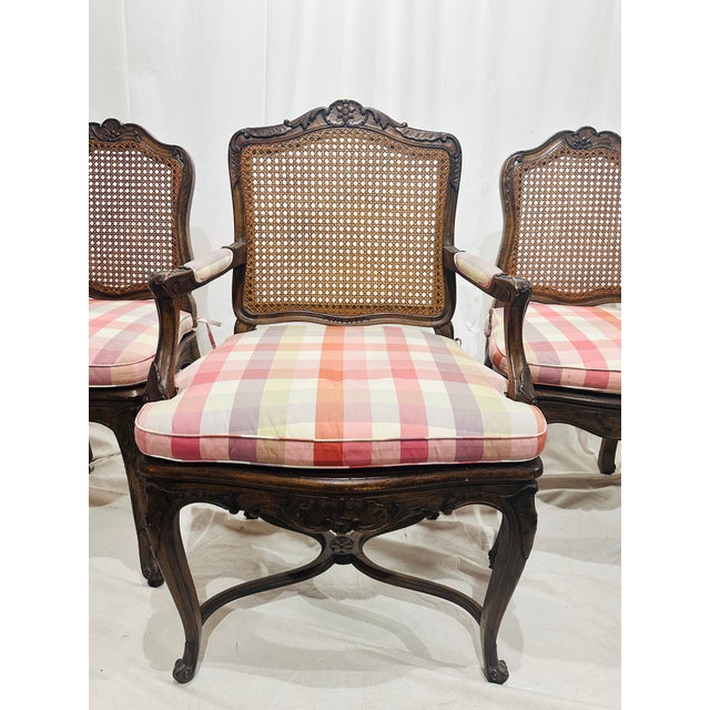 Mid 20th Century Set of 4 French Louis XV Style Cane Chairs For Sale In Raleigh - Image 6 of 11