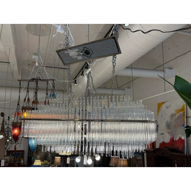 Modern William Sonoma Metropolitan Linear Glass Rod Chandelier For Sale - Image 3 of 12
