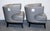 Contemporary Round Back Armchairs in Grey Leather with Studs from Coach House, Set of 2 For Sale - Image 3 of 13