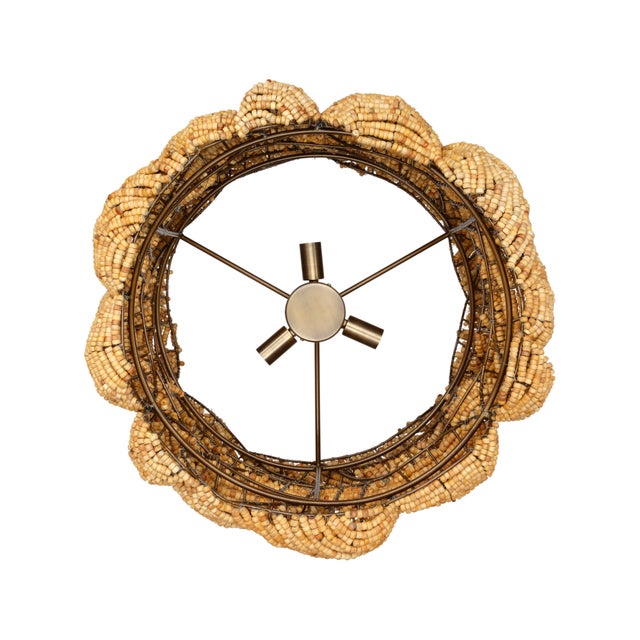 Tan Jamie Young Small Anguilla Chandelier in Cream Wood Beads For Sale - Image 8 of 10