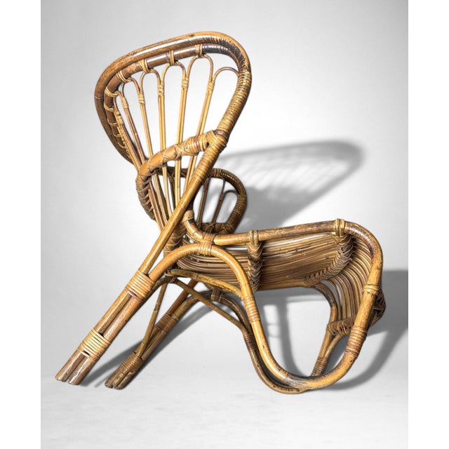 Danish Organic Modern Rattan Lounge Chair in the Style of Viggo Boesen For Sale - Image 9 of 17