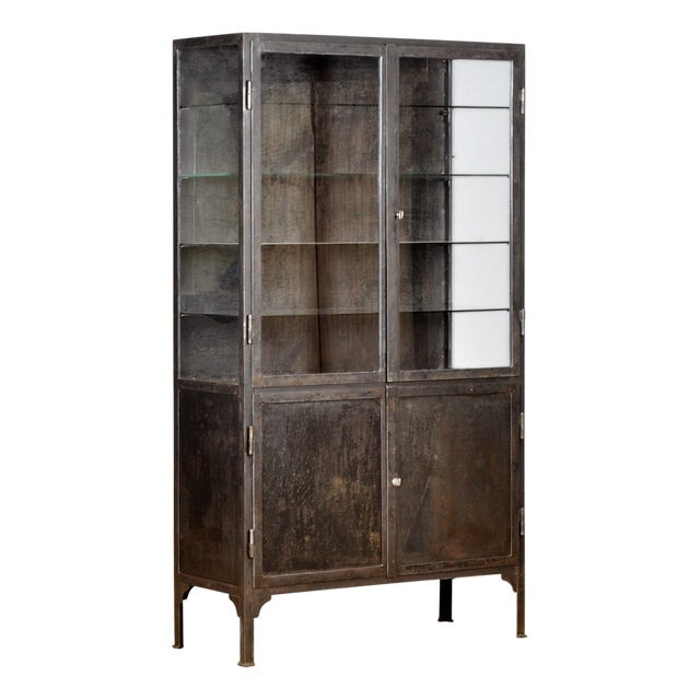 Polished Iron Medical Cabinet, 1930s For Sale