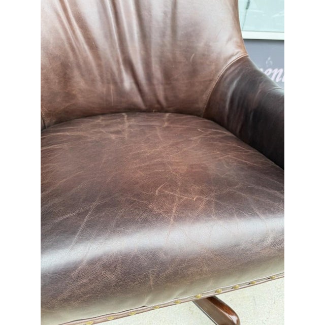 Hooker Furniture Executive Swivel Tilt Chair With Leather and Cowhide For Sale - Image 11 of 18