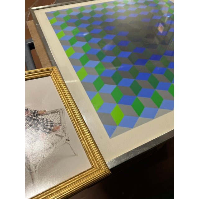 Vintage 1960's Op Art Original Serigraph by Victor Vasarely, Framed For Sale - Image 16 of 16