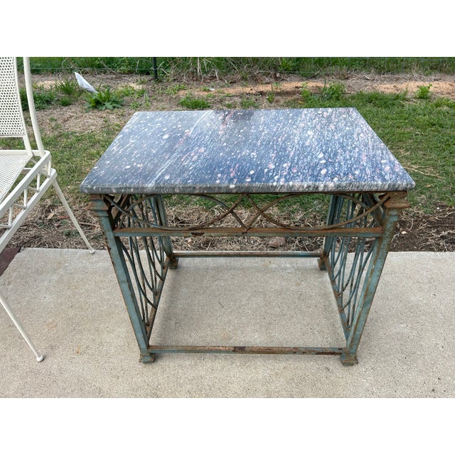 1920s 1920s Wrought Iron and Marble Side Table For Sale - Image 5 of 9
