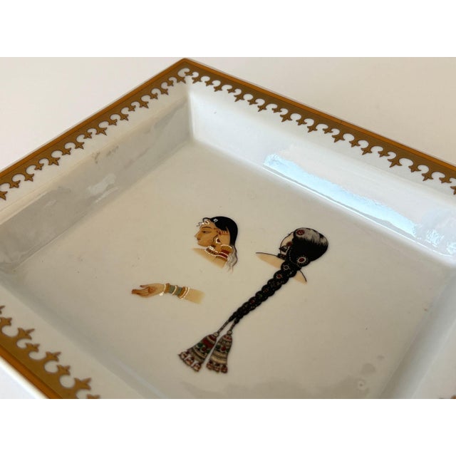 Jaipur Style French Porcelain Vide-Poche or Ashtray With Indian Miniature Portrait For Sale - Image 16 of 17