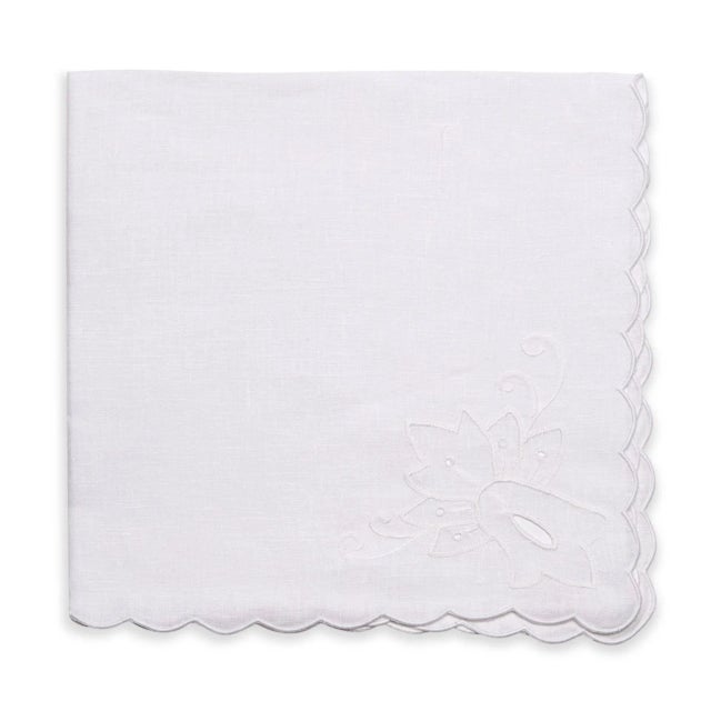 Traditional Deborah Rhodes Lotus Corner Napkin, White, Set of 4 For Sale - Image 3 of 3