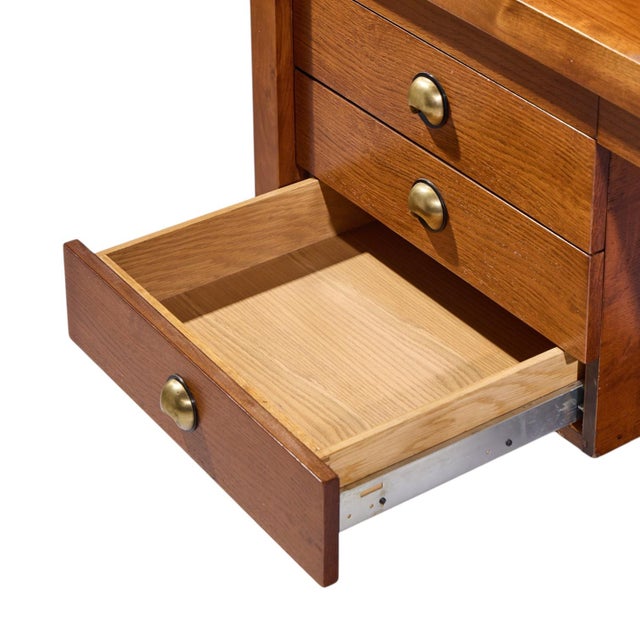 Edward Wormley for Dunbar Mid Century Rosewood and Brass Executive Desk For Sale In Chicago - Image 6 of 10