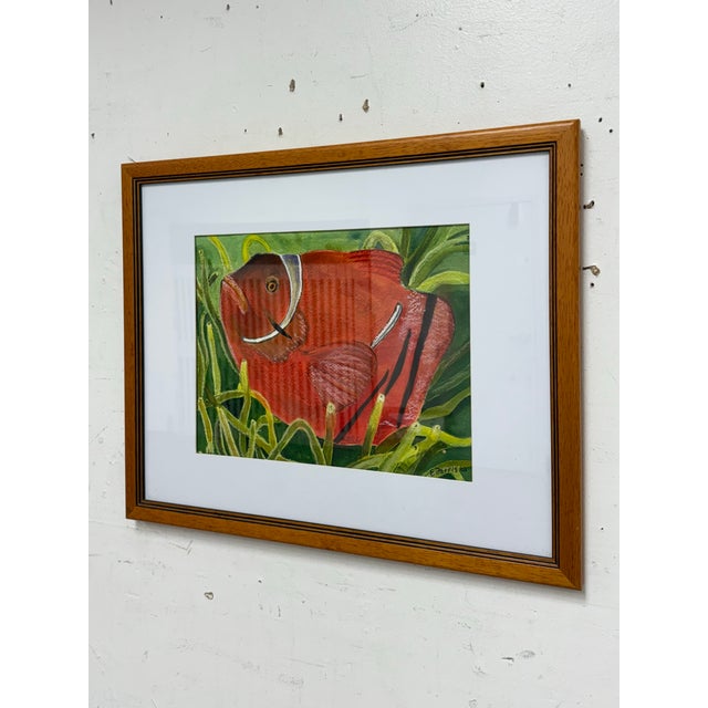 Coastal Circa 2002 Ederris Mixed Media Red Fish Artwork For Sale - Image 3 of 12