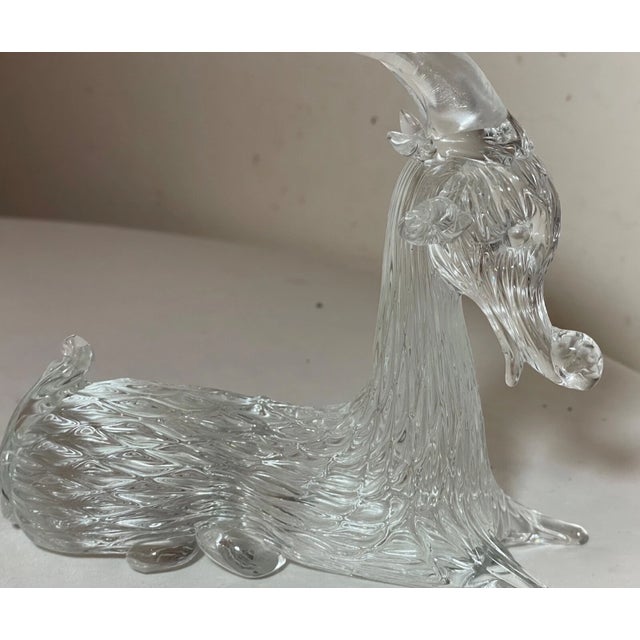 1970s Vintage Hand Blown Murano Italian Art Studio Glass Bull Goat Sculpture Statue For Sale - Image 5 of 12