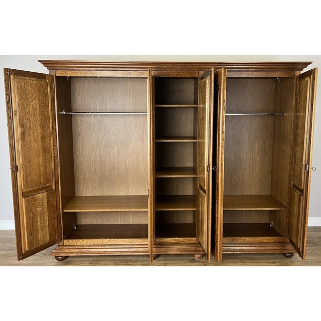 Large Vintage French Style Carved 5-Door Wardrobe For Sale - Image 11 of 12